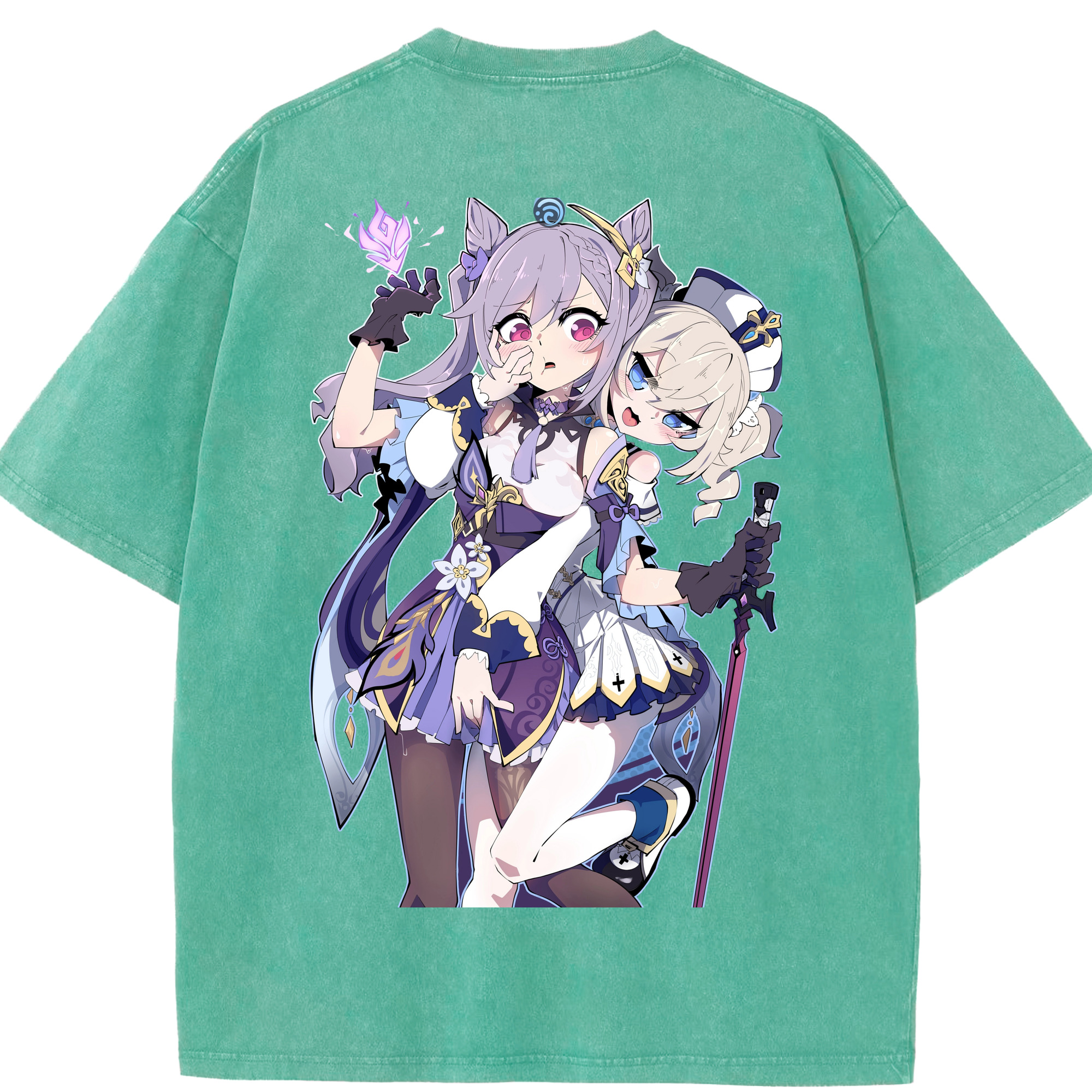 げんし神 刻晴 こくせい genshin Kokusei 綿100% ヴィンテージ風 半袖Tシャツ（背面プリント）